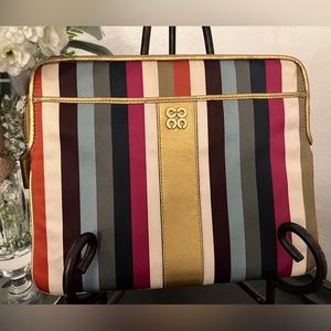 Coach multi-colored stripe IPad zip pouch